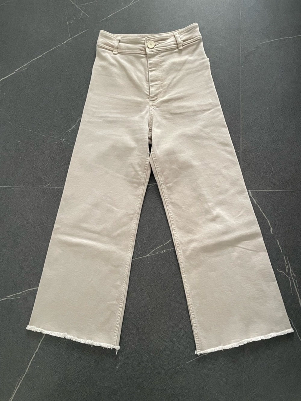 Zara the Marine Straight High Rise wide leg beige size 2
